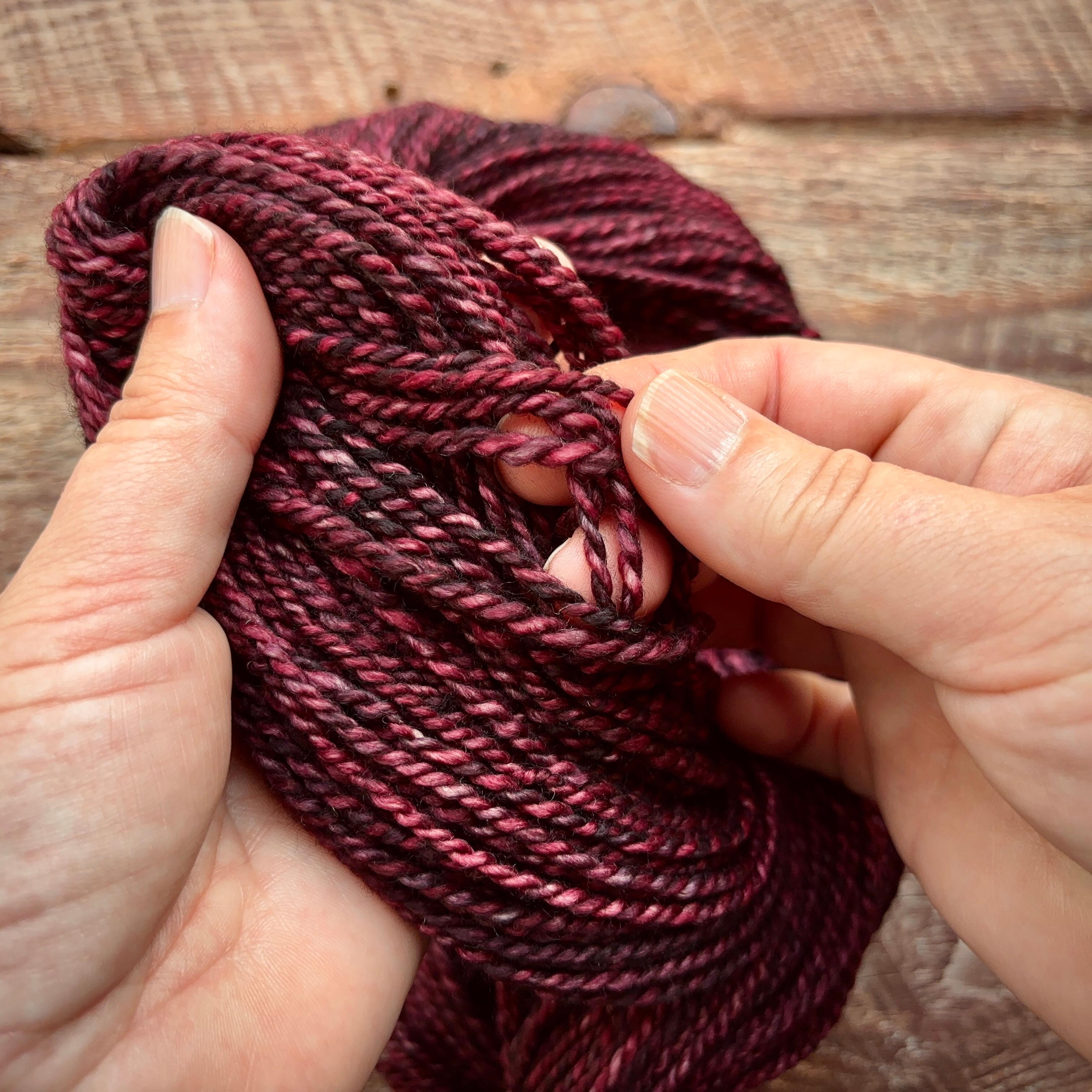 Black Cherry Handspun  Merino Wool Yarn