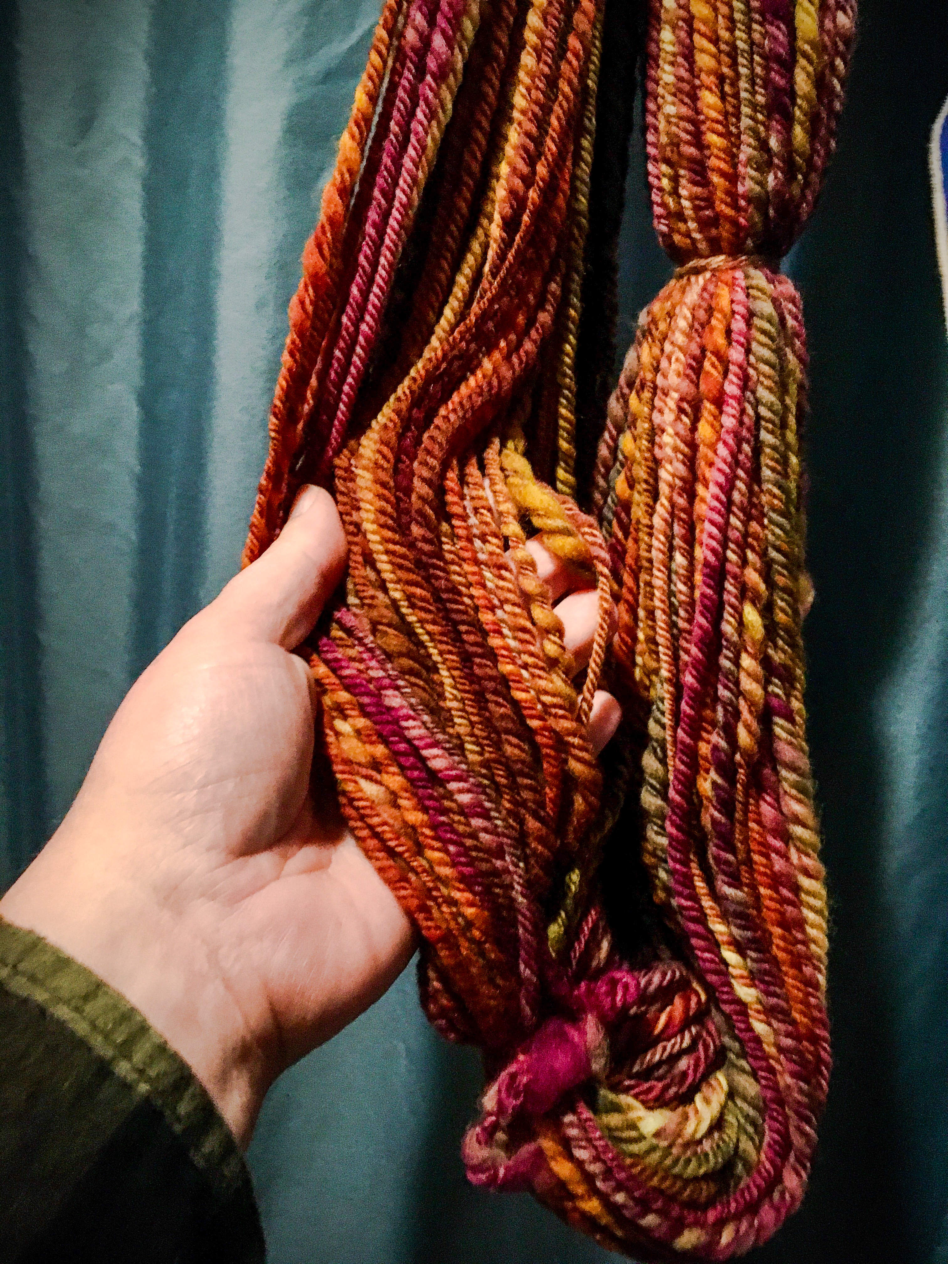 Hand spun merino yarn puffs up considerably when steamed!